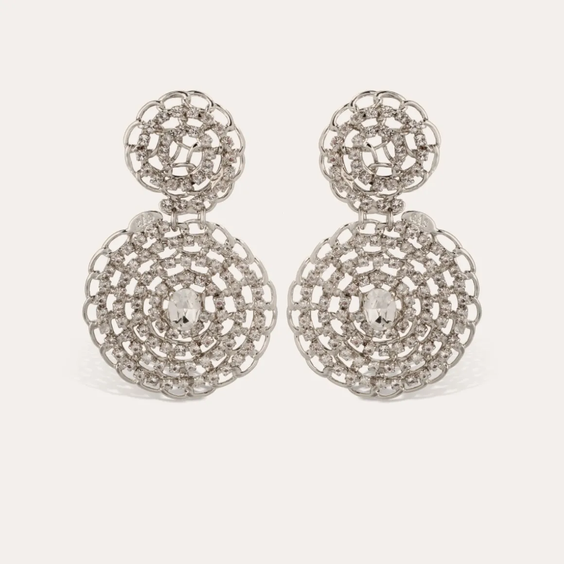 Boucles d'oreilles Onde gourmette strass argentées