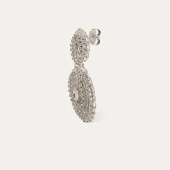 Boucles d'oreilles Onde gourmette strass argentées