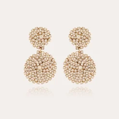 Boucles d'oreilles Onde Lucky strass petit modèle dorées