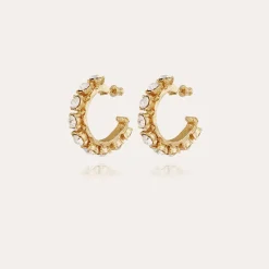 Boucles d'oreilles Parélie dorées - Strass