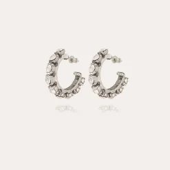 Boucles d'oreilles Parélie argentées - Strass