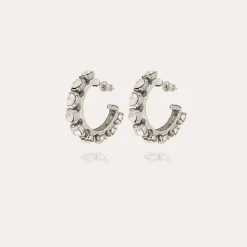 Boucles d'oreilles Parélie argentées - Strass