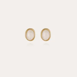 Boucles d'oreilles puces Ovo dorées - Cristal