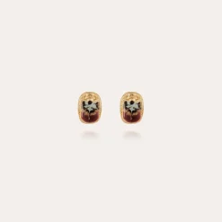 Boucles d'oreilles puces Scaramouche émail dorées