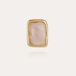 Boucles d'oreilles puces Totem dorées - Quartz rose