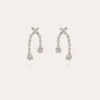 Boucles d'oreilles Riviera asymétrique petit modèle finition rhodium - Zircone