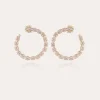 Boucles d'oreilles Riviera créoles grand modèle dorées - Zircone