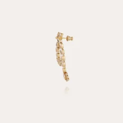 Boucles d'oreilles Riviera asymétrique petit modèle dorées - Zircone