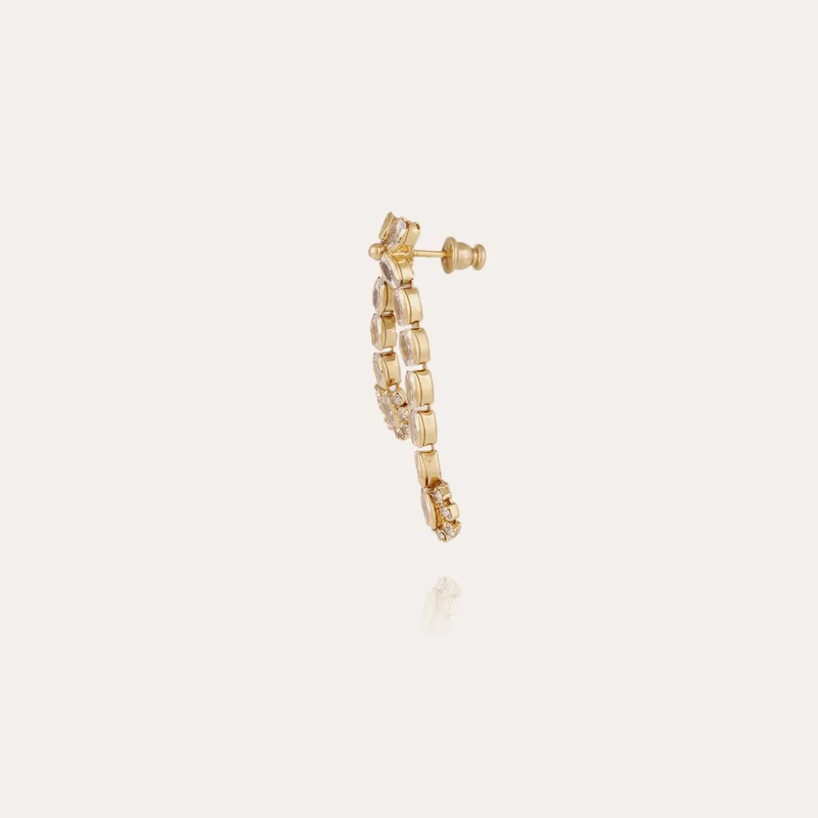 Boucles d'oreilles Riviera asymétrique petit modèle dorées - Zircone