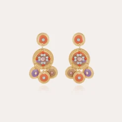 Boucles d'oreilles Sequin deux rangs dorées