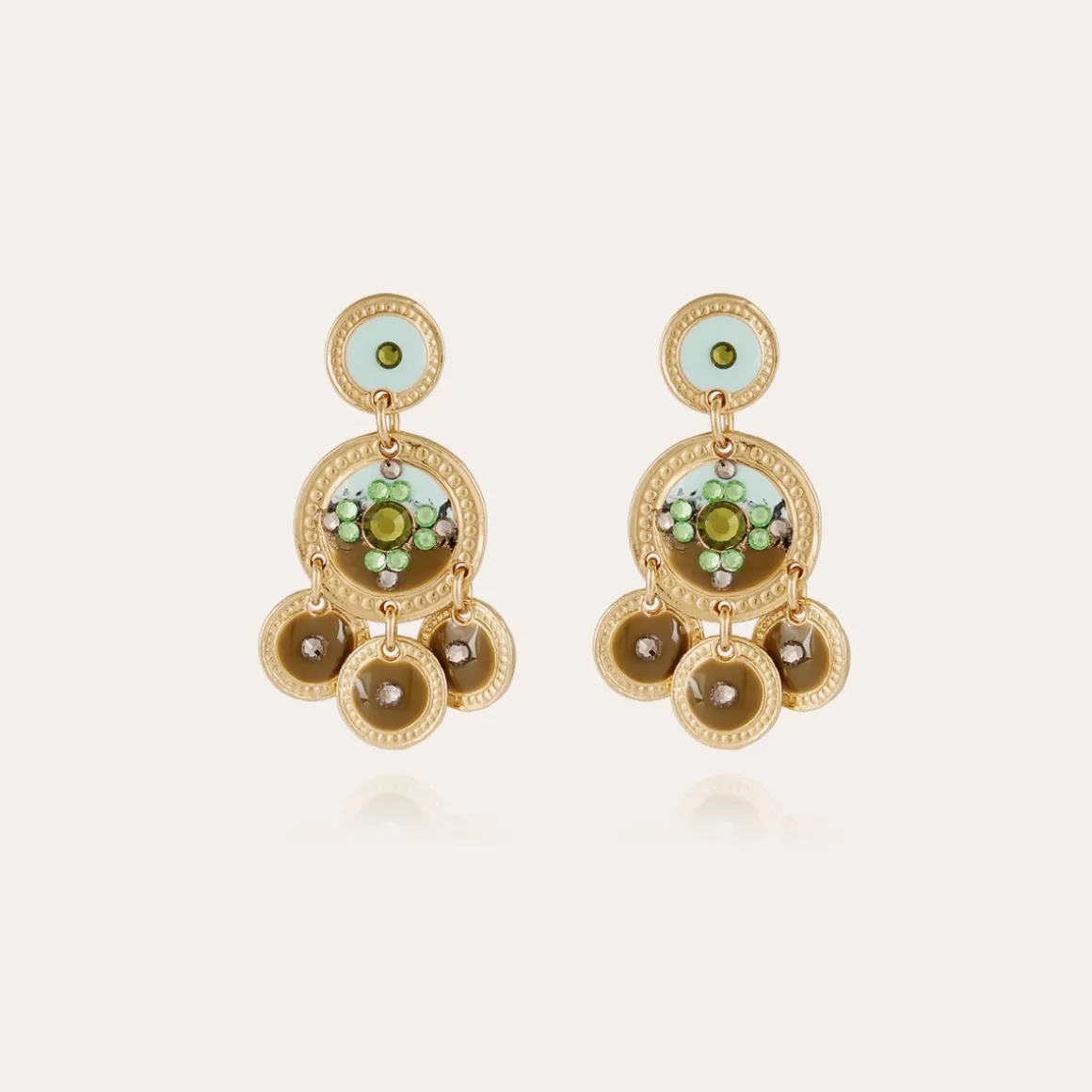 Boucles d'oreilles Sequin deux rangs dorées