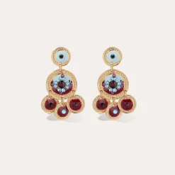 Boucles d'oreilles Sequin deux rangs dorées