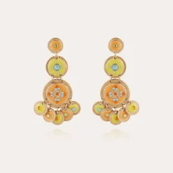 Boucles d'oreilles Sequin trois rangs dorées