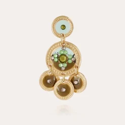 Boucles d'oreilles Sequin deux rangs dorées