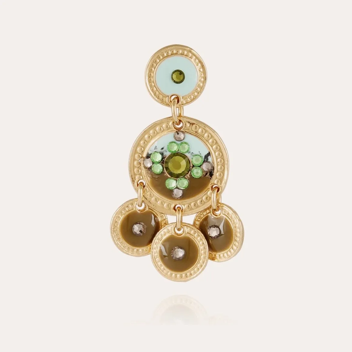 Boucles d'oreilles Sequin deux rangs dorées