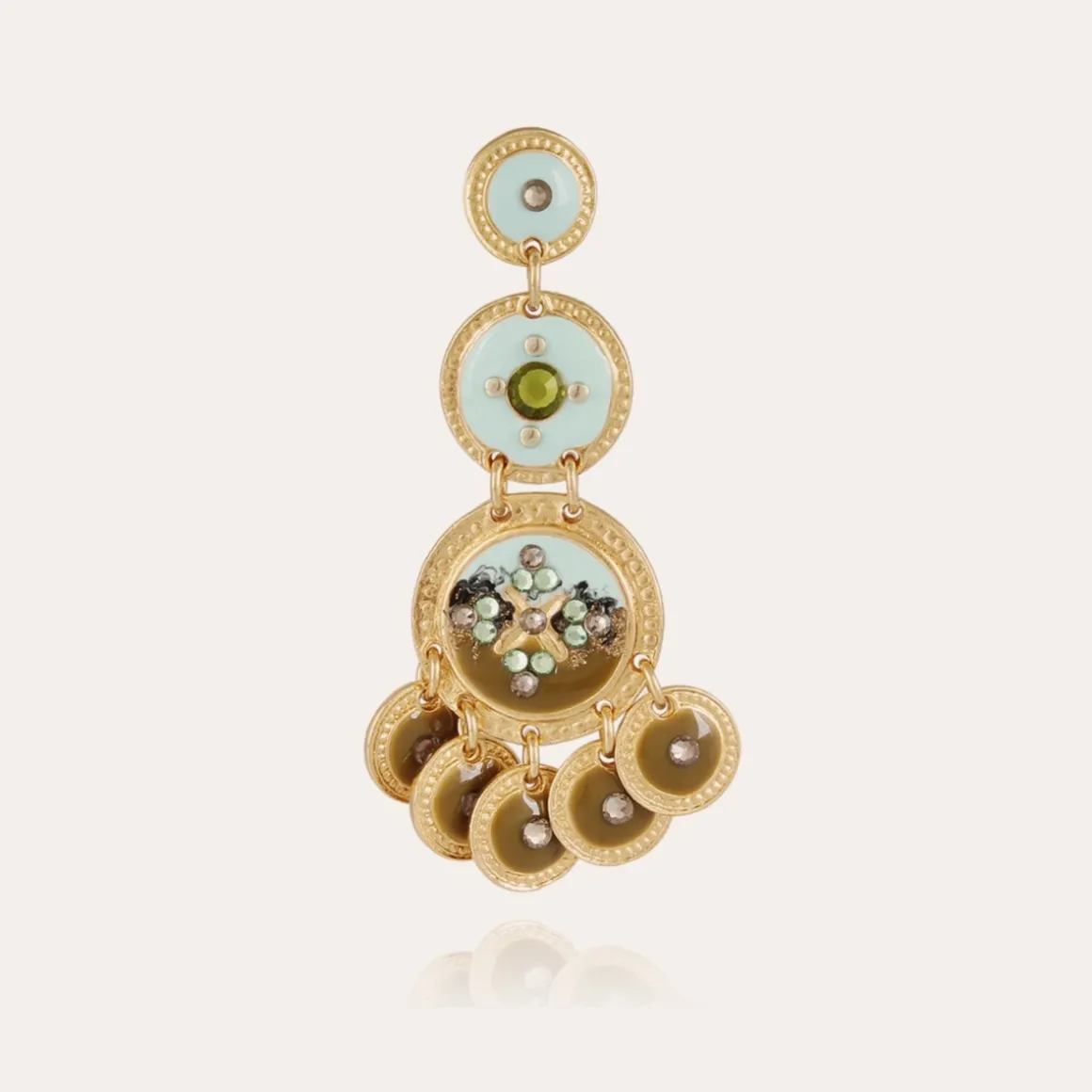 Boucles d'oreilles Sequin trois rangs dorées