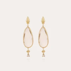 Boucles d'oreilles Serti Goutte dorées - Cristal