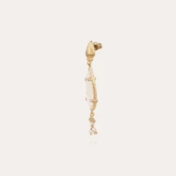 Boucles d'oreilles Serti Goutte petit modèle dorées - Nacre blanche