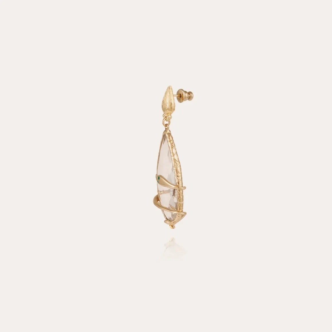 Boucles d'oreilles Serti Goutte Bis doré - Cristal