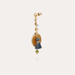 Boucles d'oreilles Serti Pondicherie dorées - Calcite jaune