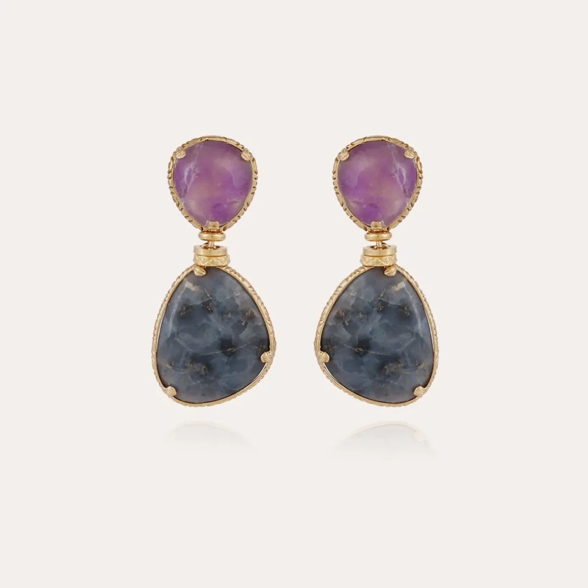 Boucles d'oreilles Silia dorées - Améthyste