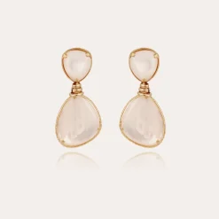 Boucles d'oreilles Silia dorées - Nacre blanche