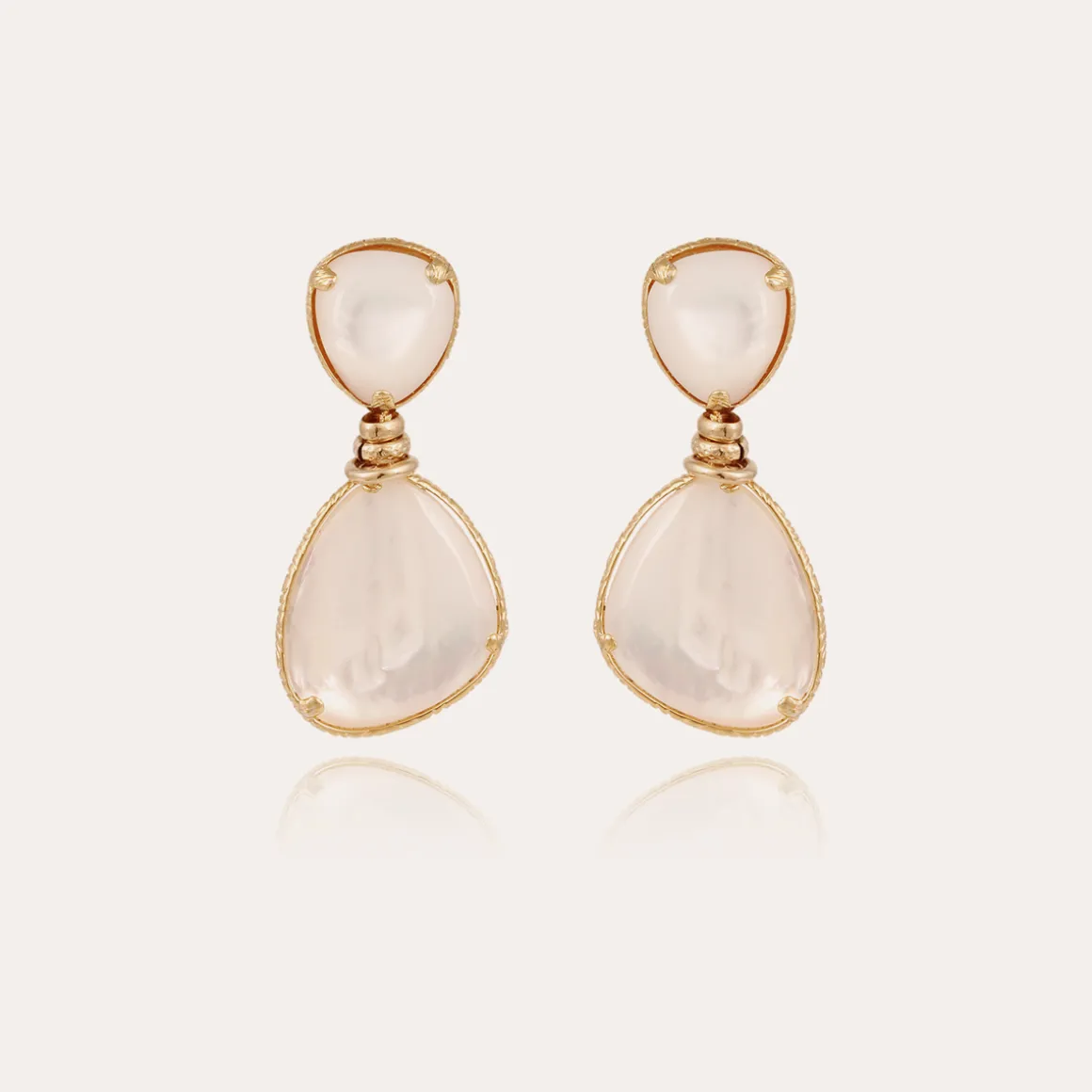 Boucles d'oreilles Silia dorées - Nacre blanche