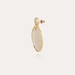 Boucles d'oreilles Sun Diva grand modèle dorées - Nacre blanche