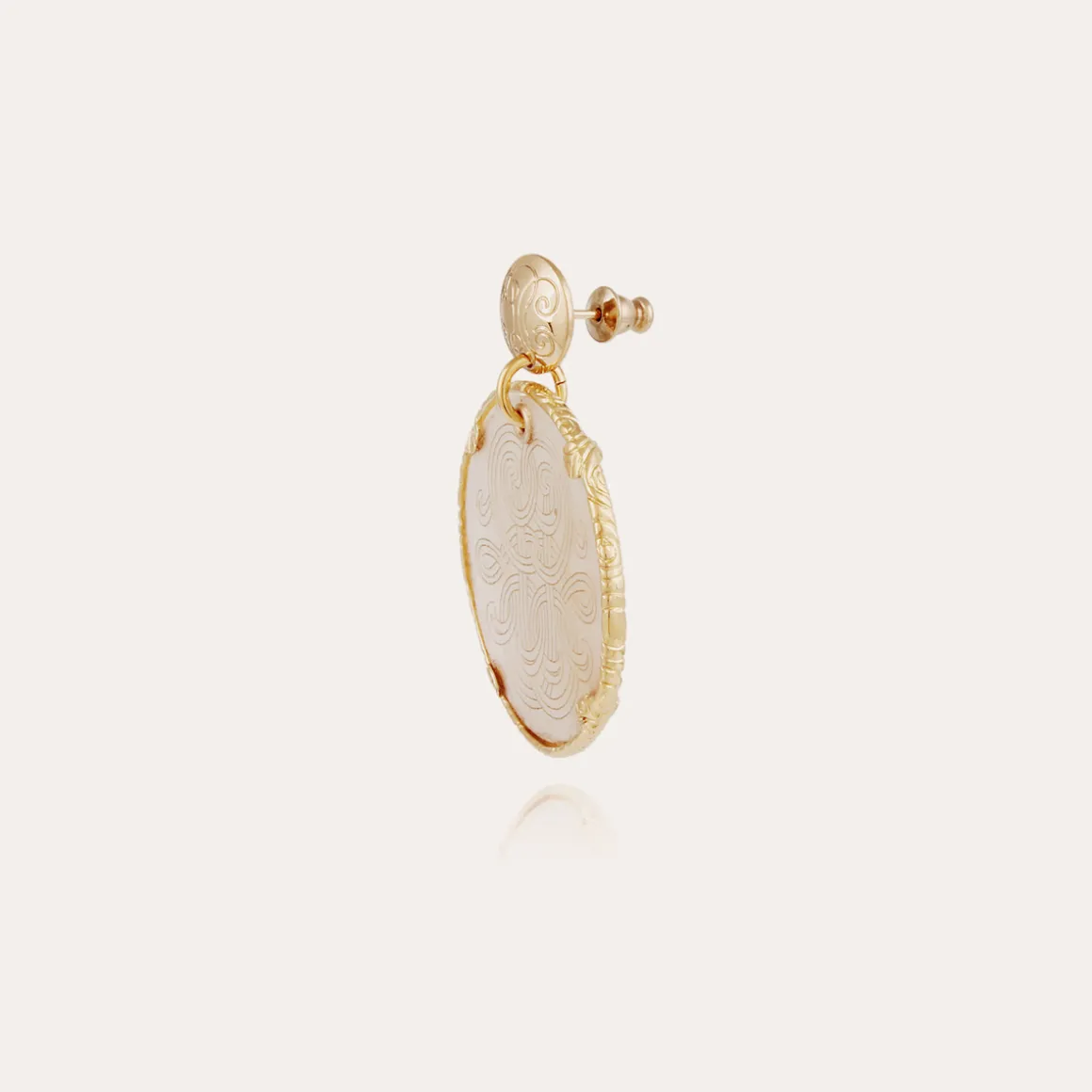 Boucles d'oreilles Sun Diva grand modèle dorées - Nacre blanche