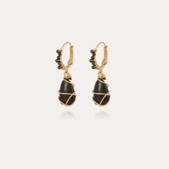 Boucles d'oreilles Tao Rainbow Bis dorées - Balsate noir