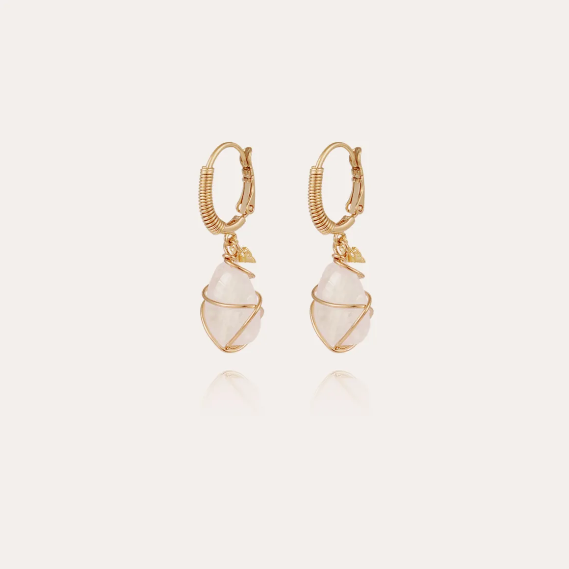 Boucles d'oreilles Tao Rainbow dorées - Cristal de roche
