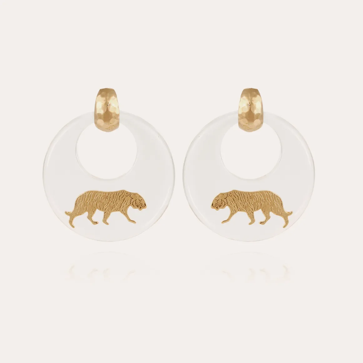 Boucles d'oreilles Tigre acétate dorées - Transparent