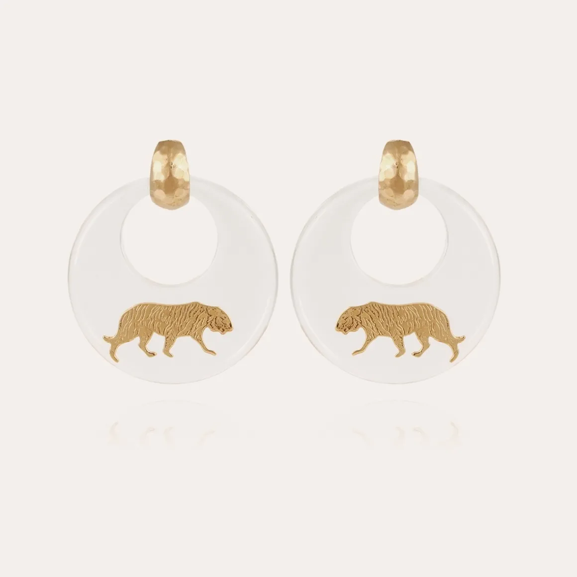 Boucles d'oreilles Tigre acétate dorées - Transparent