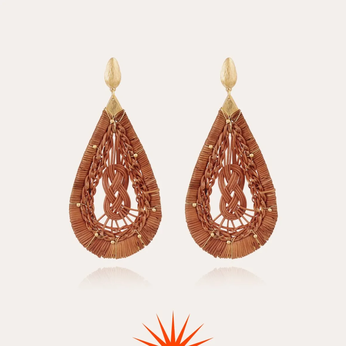 Boucles d'oreilles Tojo grand modèles dorées - Osier - Collection 55 ans