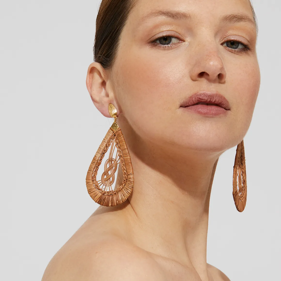 Boucles d'oreilles Tojo grand modèles dorées - Osier - Collection 55 ans