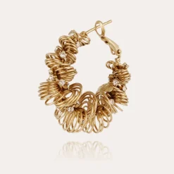 Boucles d'oreilles Tourbillon strass petit modèle dorées