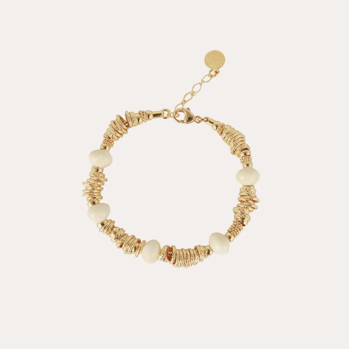 Bracelet Biba petit modèle acétate doré - Ivoire