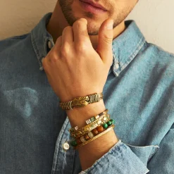 Bracelet Eliot martelé grand modèle doré