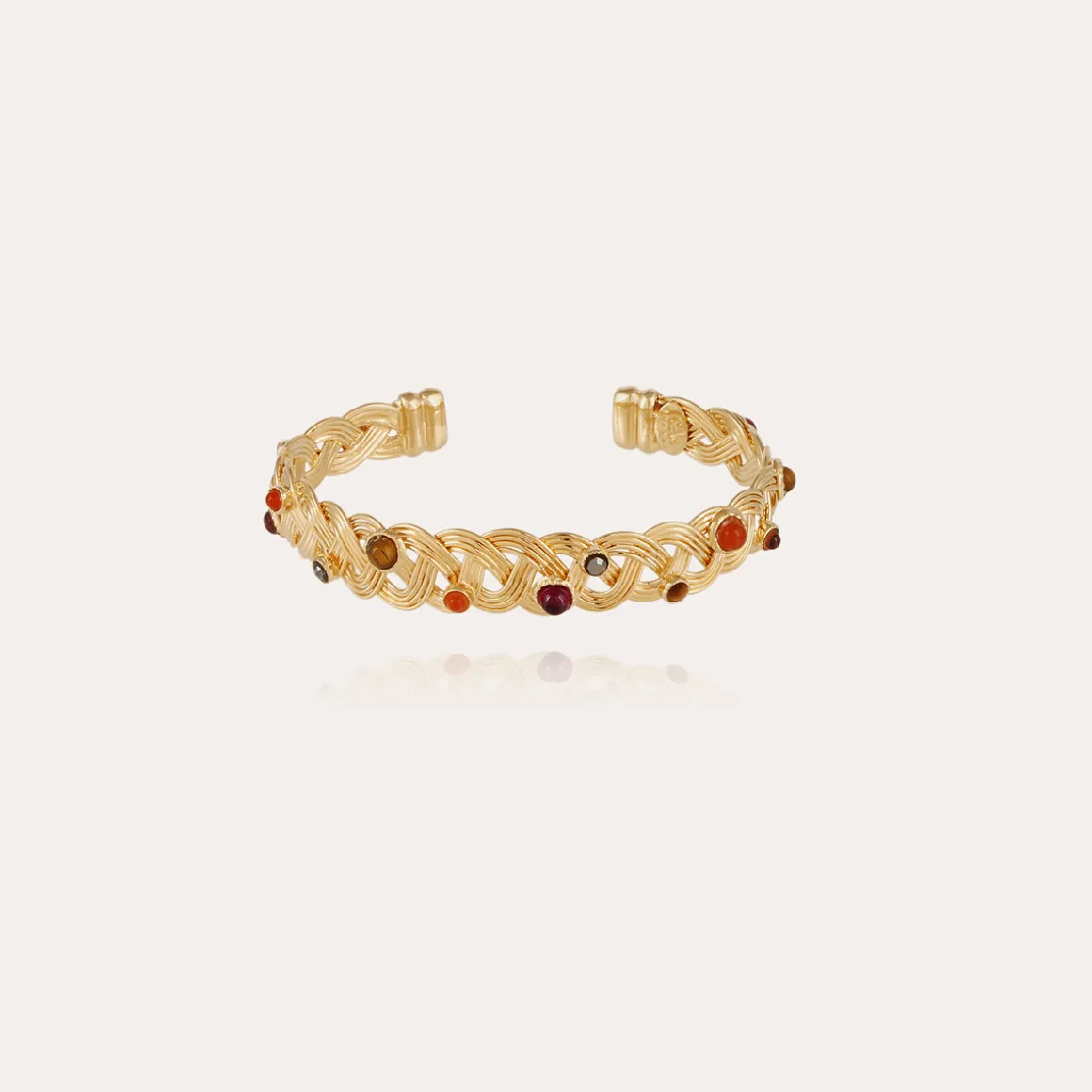 Bracelet jonc Césaria cabochons doré