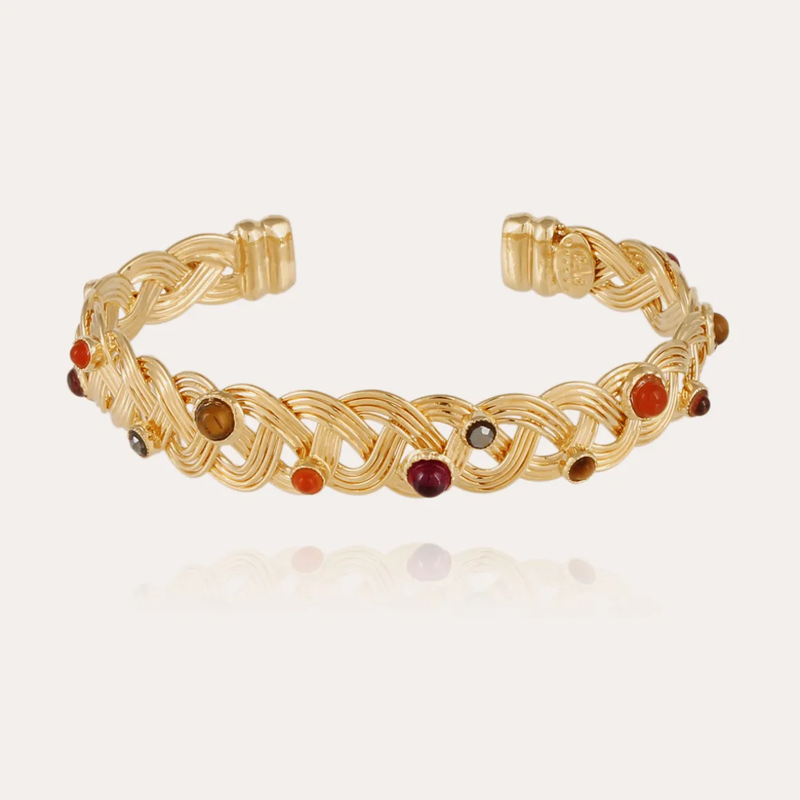 Bracelet jonc Césaria cabochons doré