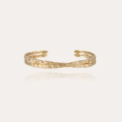 Bracelet jonc Liane croisé grand modèle doré