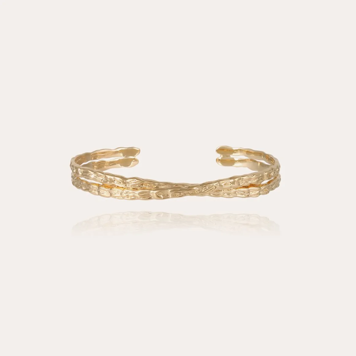 Bracelet jonc Liane croisé grand modèle doré