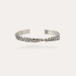 Bracelet jonc Liane croisé grand modèle argenté