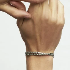 Bracelet jonc Liane croisé grand modèle argenté