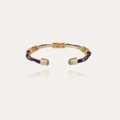 Bracelet jonc Lima cabochons doré