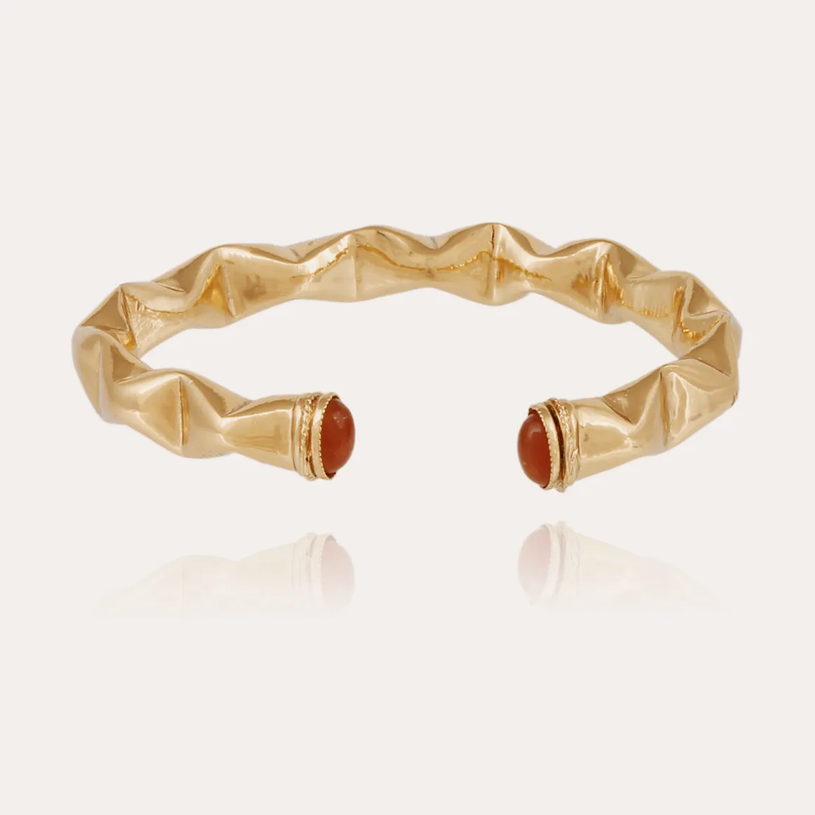 Bracelet jonc Moki cabochons doré
