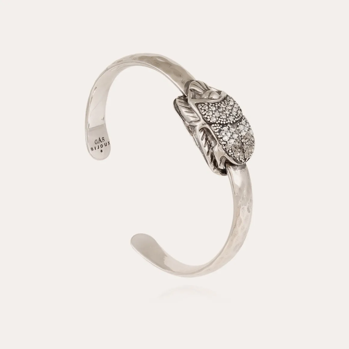 Bracelet jonc Scarabée strass argenté