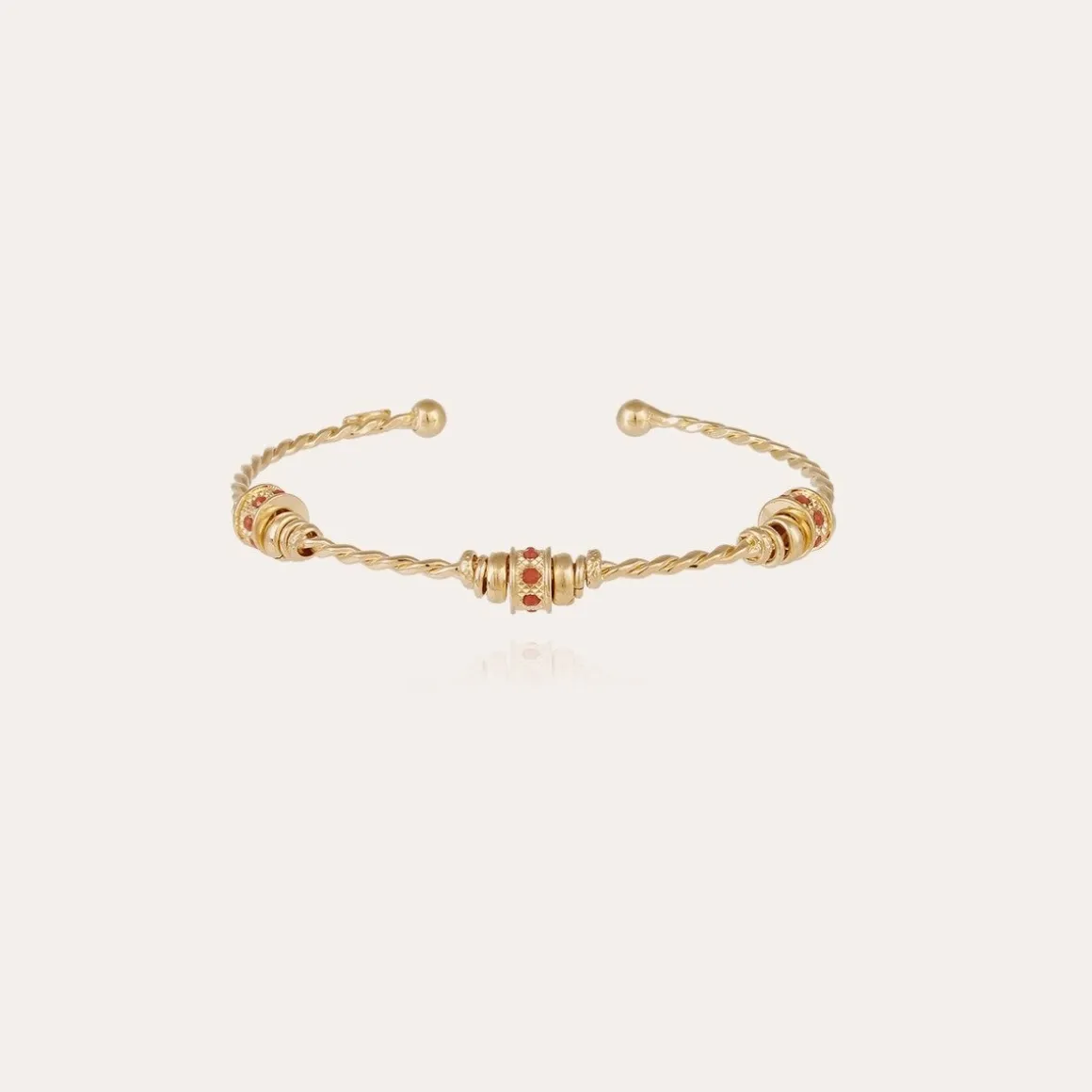Bracelet jonc Torsade 3 strass petit modèle doré