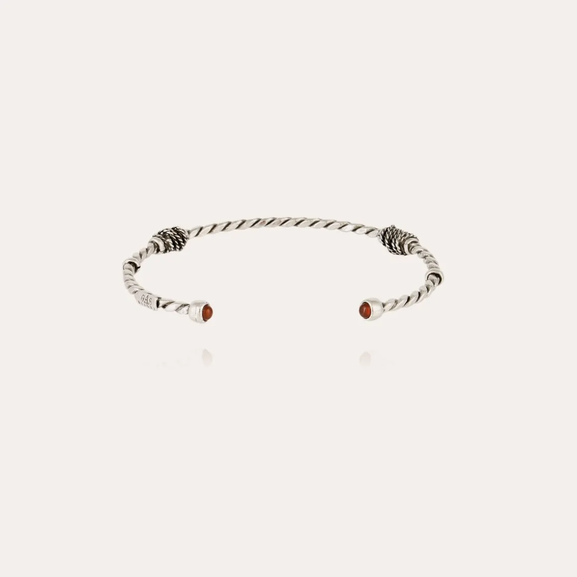 Bracelet Jonc Torsade cabochons petit modèle argenté