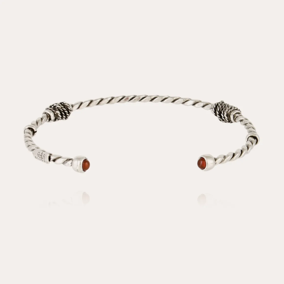 Bracelet Jonc Torsade cabochons petit modèle argenté
